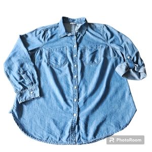 NWT Talbots Women's Long Sleeve Button Front Shirt, Blue Size 1X